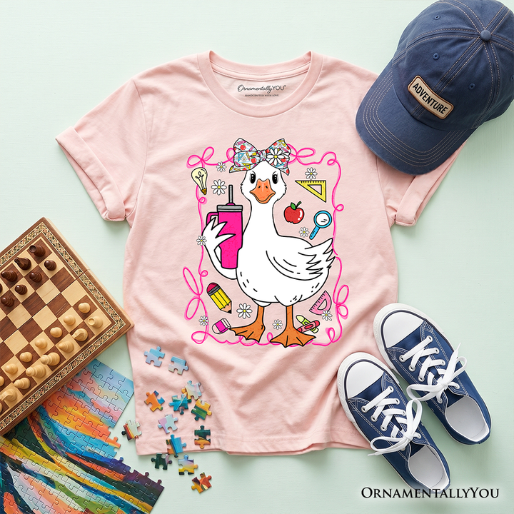 Kids Coquette Goose T-Shirt – Cute School Tee for Girls
