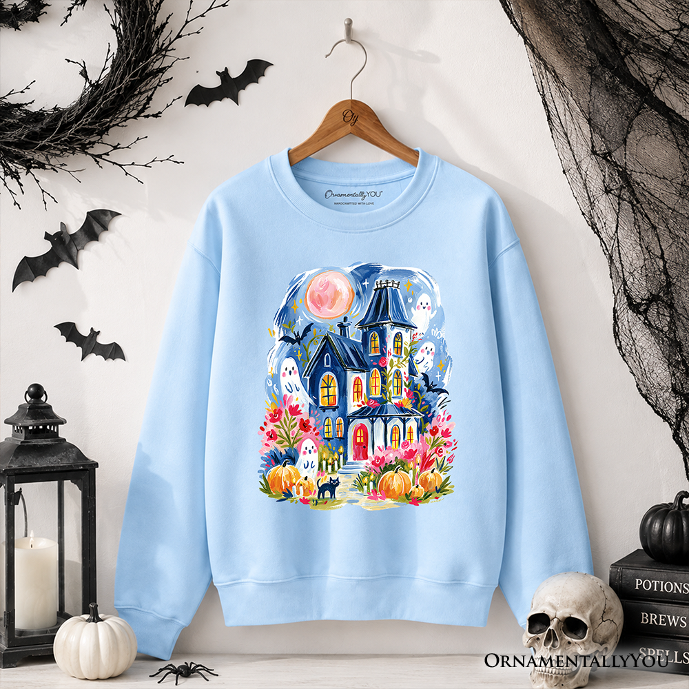Watercolor Haunted House Halloween Sweatshirt