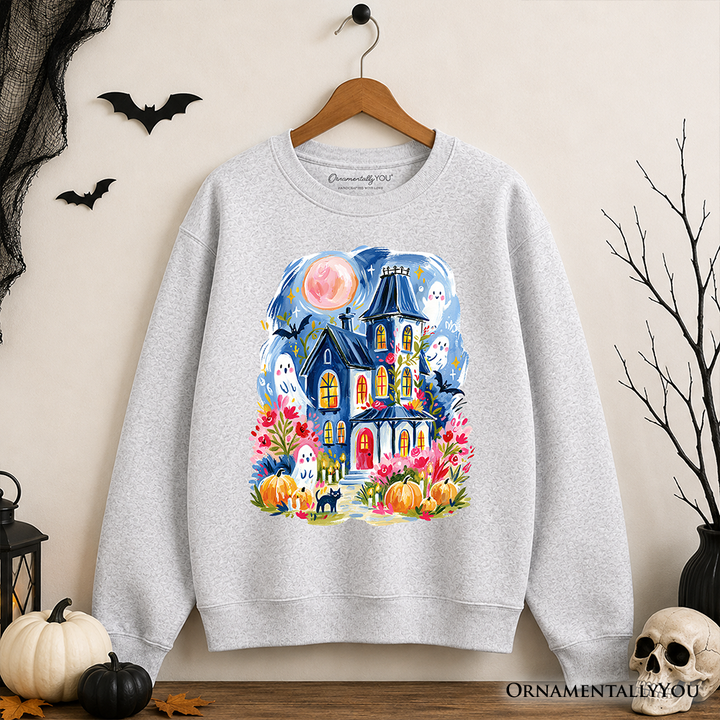 Watercolor Haunted House Halloween Sweatshirt