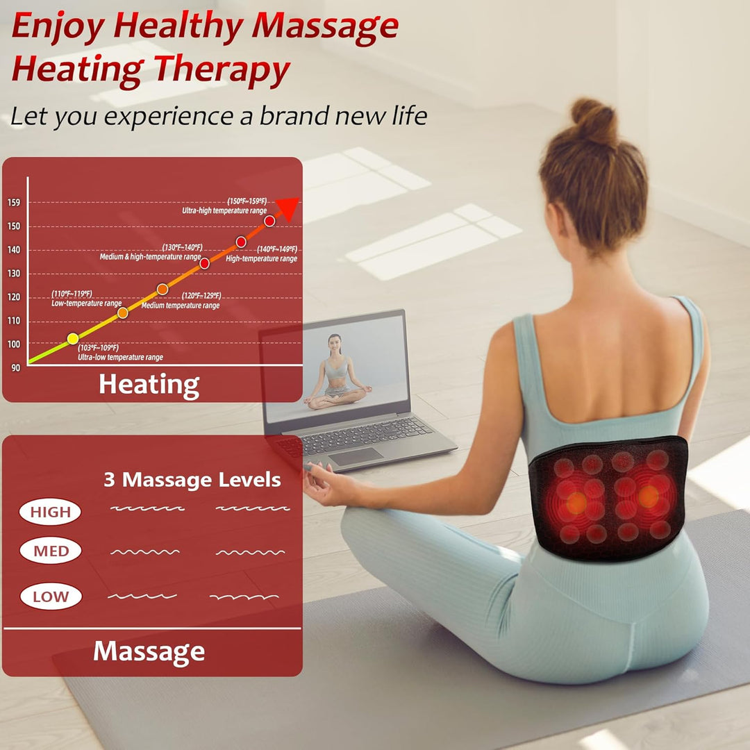 Far Infrared Heating Pad for Back | Wearable Heated Massage Belt