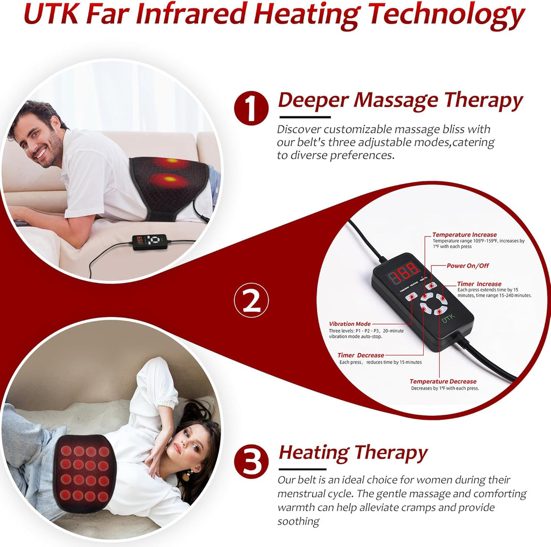 Far Infrared Heating Pad for Back | Wearable Heated Massage Belt