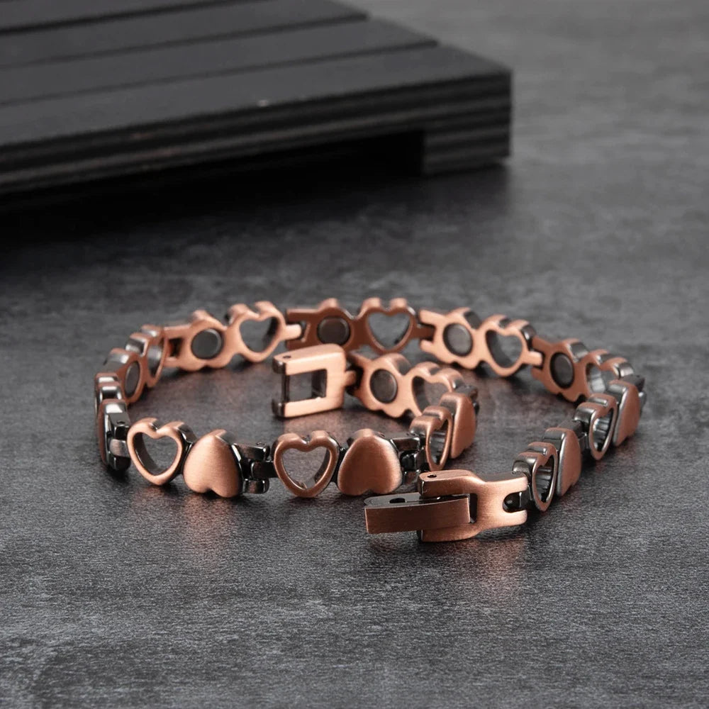 Women’s Heart Magnetic Copper Bracelet – Vintage Chain-Link Jewelry