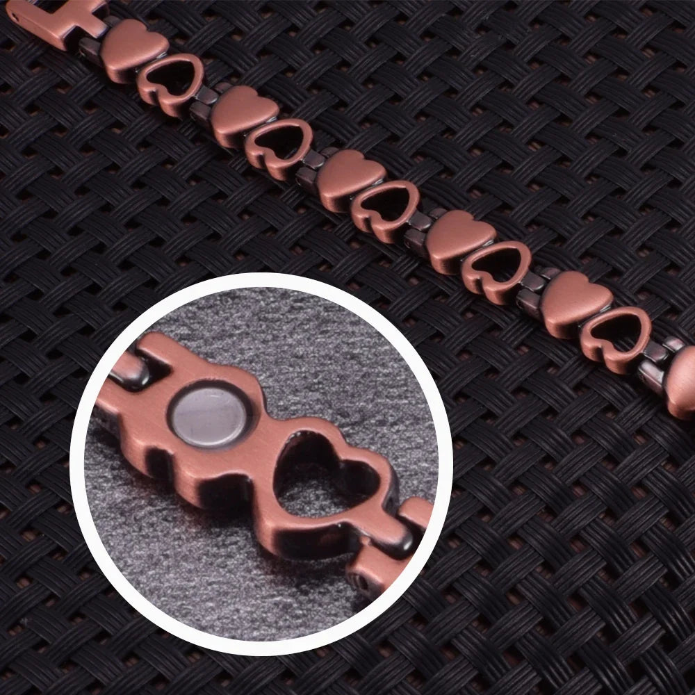 Women’s Heart Magnetic Copper Bracelet – Vintage Chain-Link Jewelry