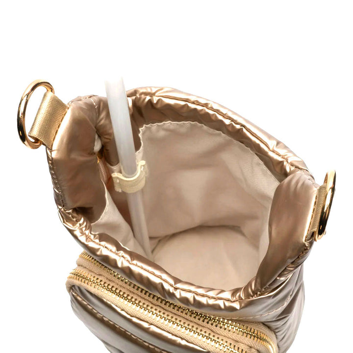 HydroBag® HANDLE®- Gold Shiny with Vegan Leather Trimmed Solid Strap