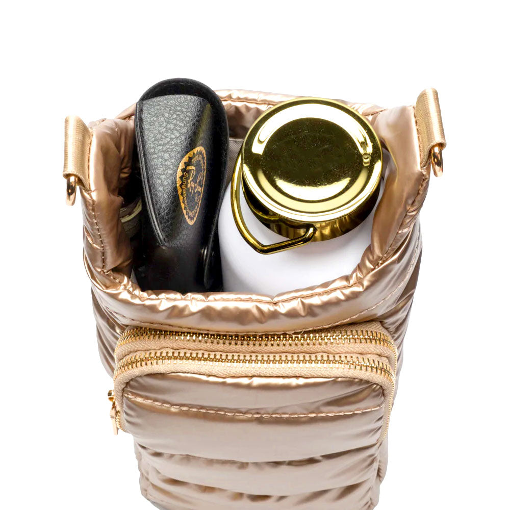 HydroBag® HANDLE®- Gold Shiny with Vegan Leather Trimmed Solid Strap