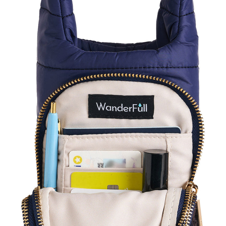 Navy HydroBag® Water Bottle Crossbody | Quilted Bottle Carrier