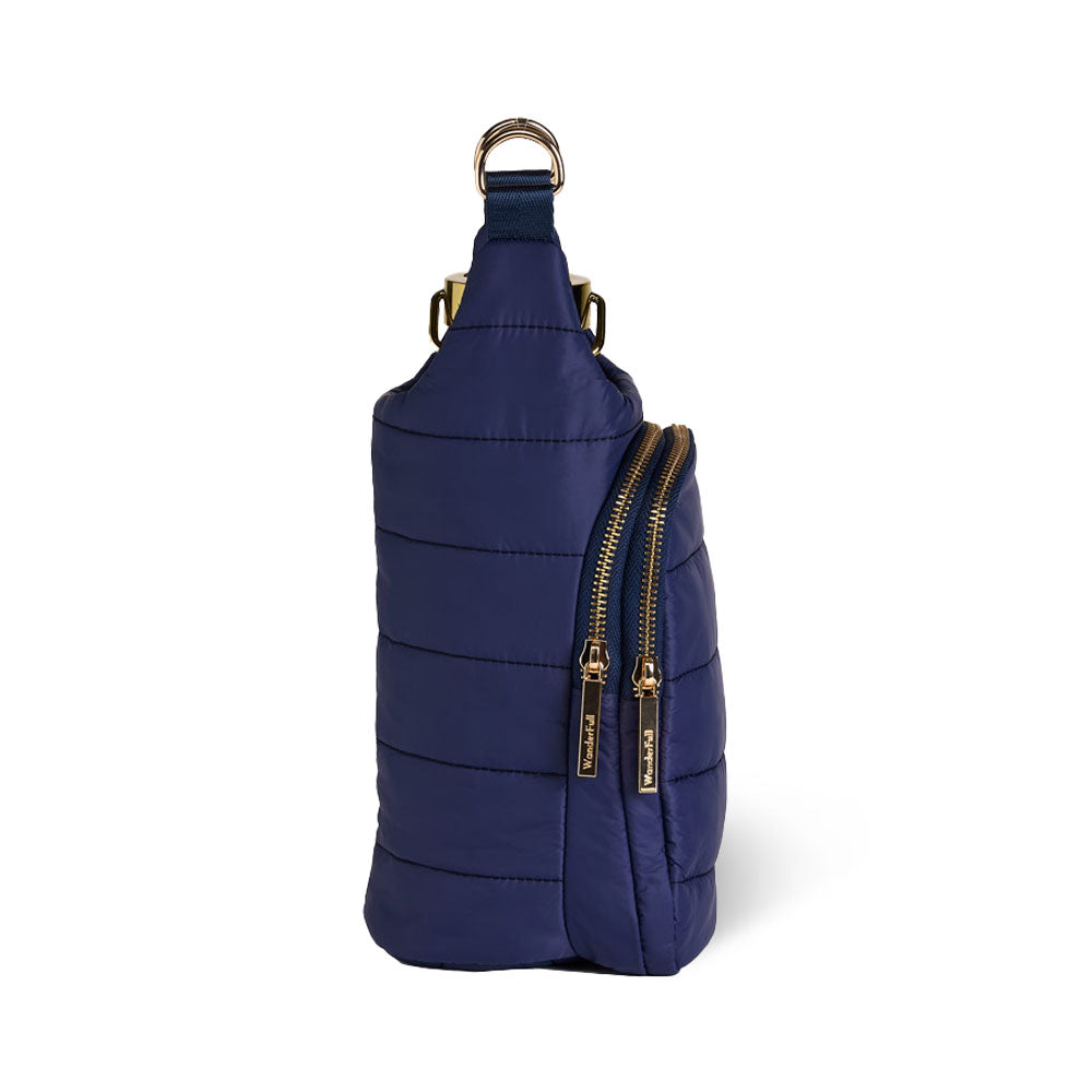 Navy HydroBag® Water Bottle Crossbody | Quilted Bottle Carrier