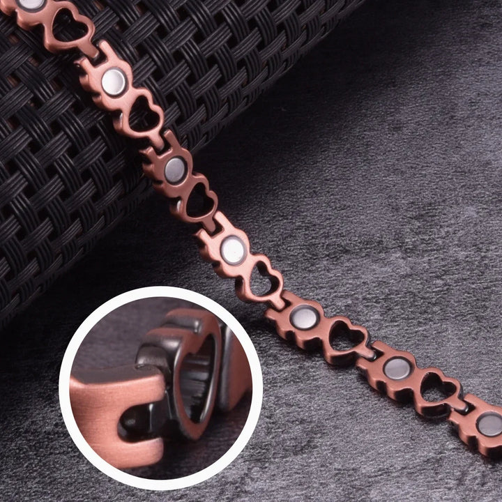 Women’s Heart Magnetic Copper Bracelet – Vintage Chain-Link Jewelry