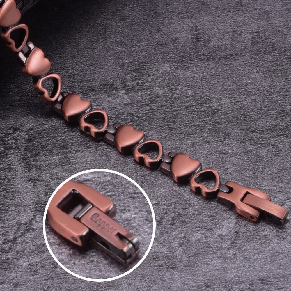 Women’s Heart Magnetic Copper Bracelet – Vintage Chain-Link Jewelry