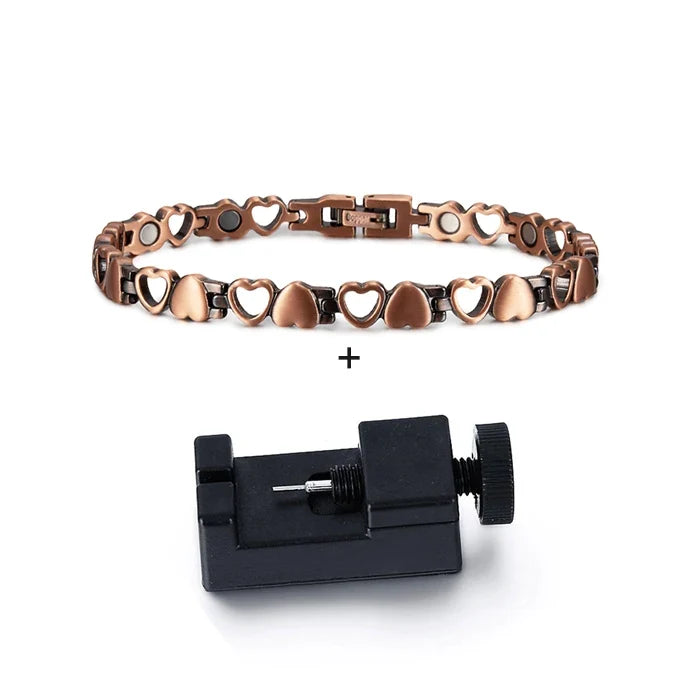 Women’s Heart Magnetic Copper Bracelet – Vintage Chain-Link Jewelry