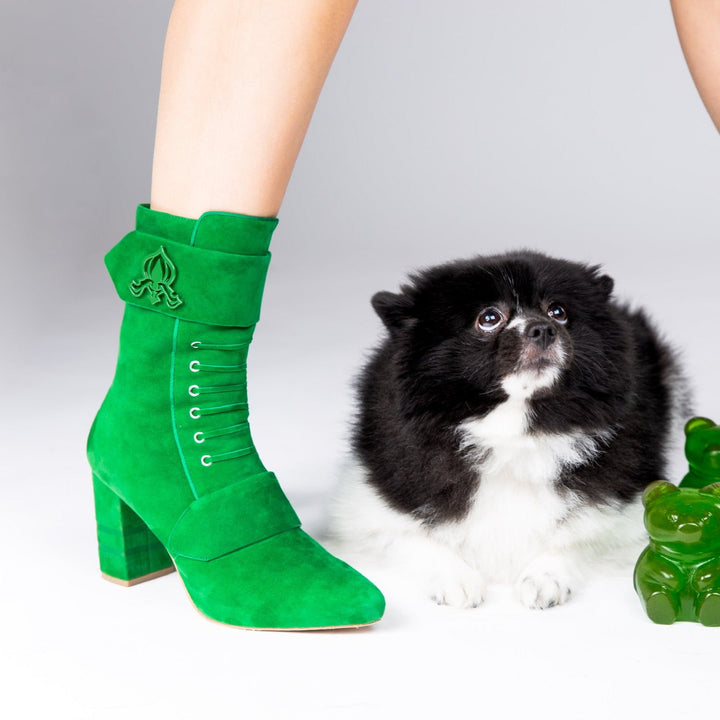 Michaela V Marta Green Suede Knee-High Boots