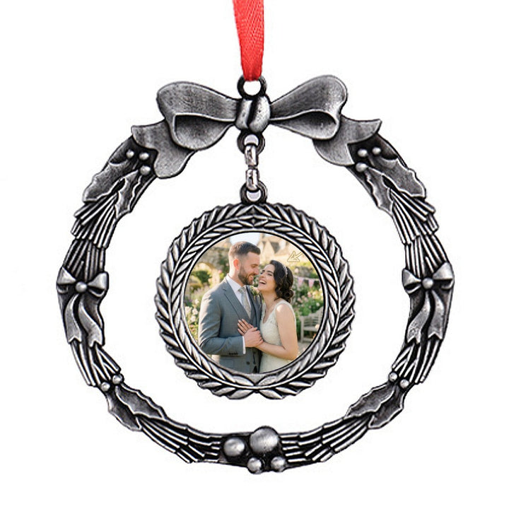 Personalized Christmas Wreath Photo Ornament