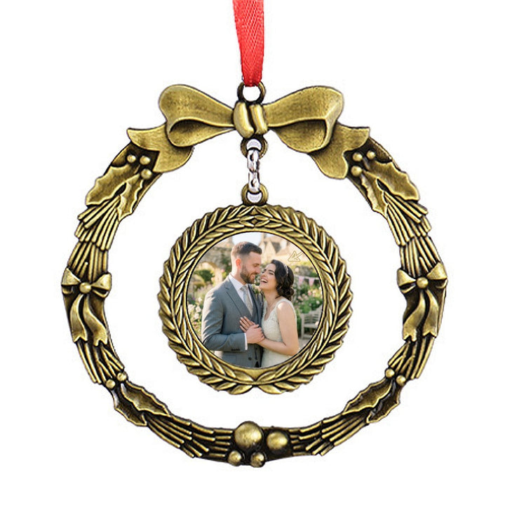 Personalized Christmas Wreath Photo Ornament