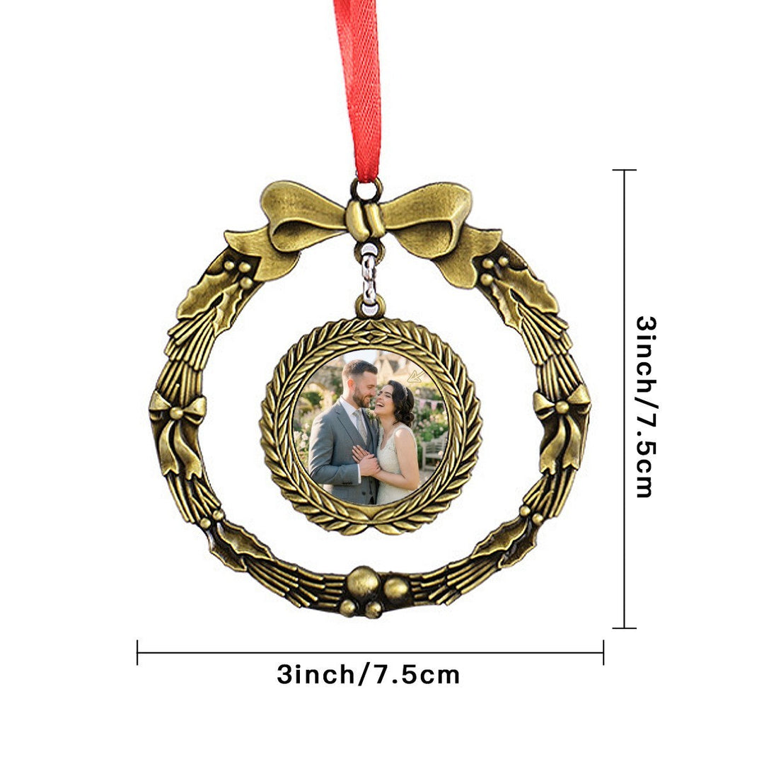 Personalized Christmas Wreath Photo Ornament
