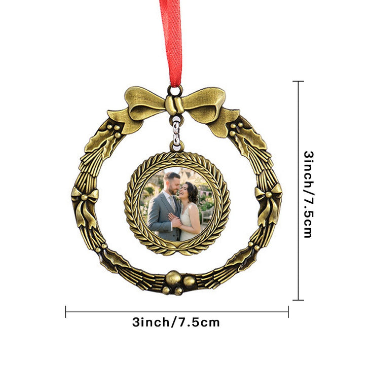 Personalized Christmas Wreath Photo Ornament