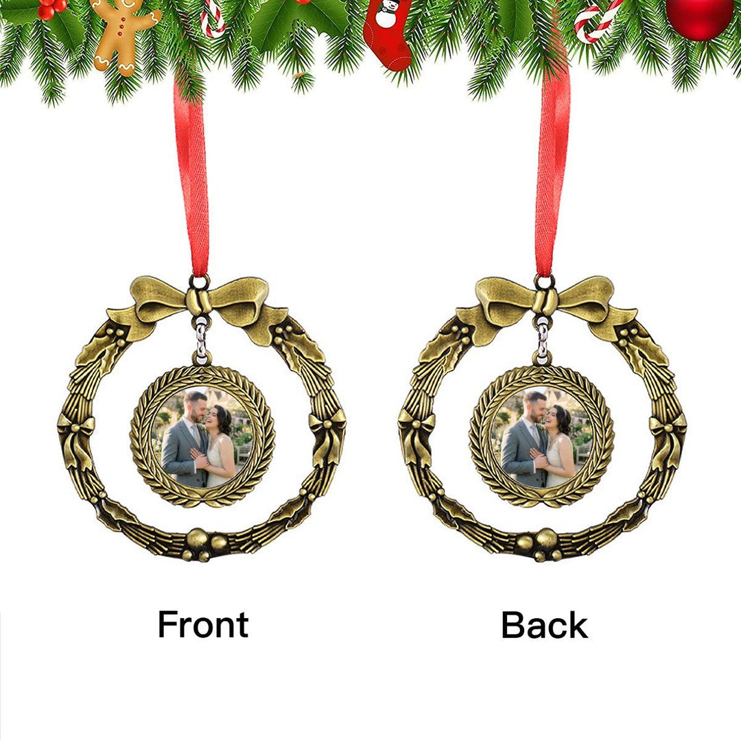 Personalized Christmas Wreath Photo Ornament