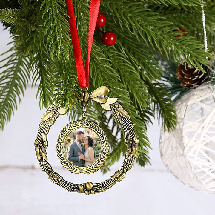 Personalized Christmas Wreath Photo Ornament