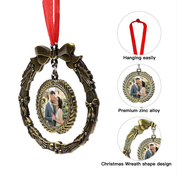 Personalized Christmas Wreath Photo Ornament