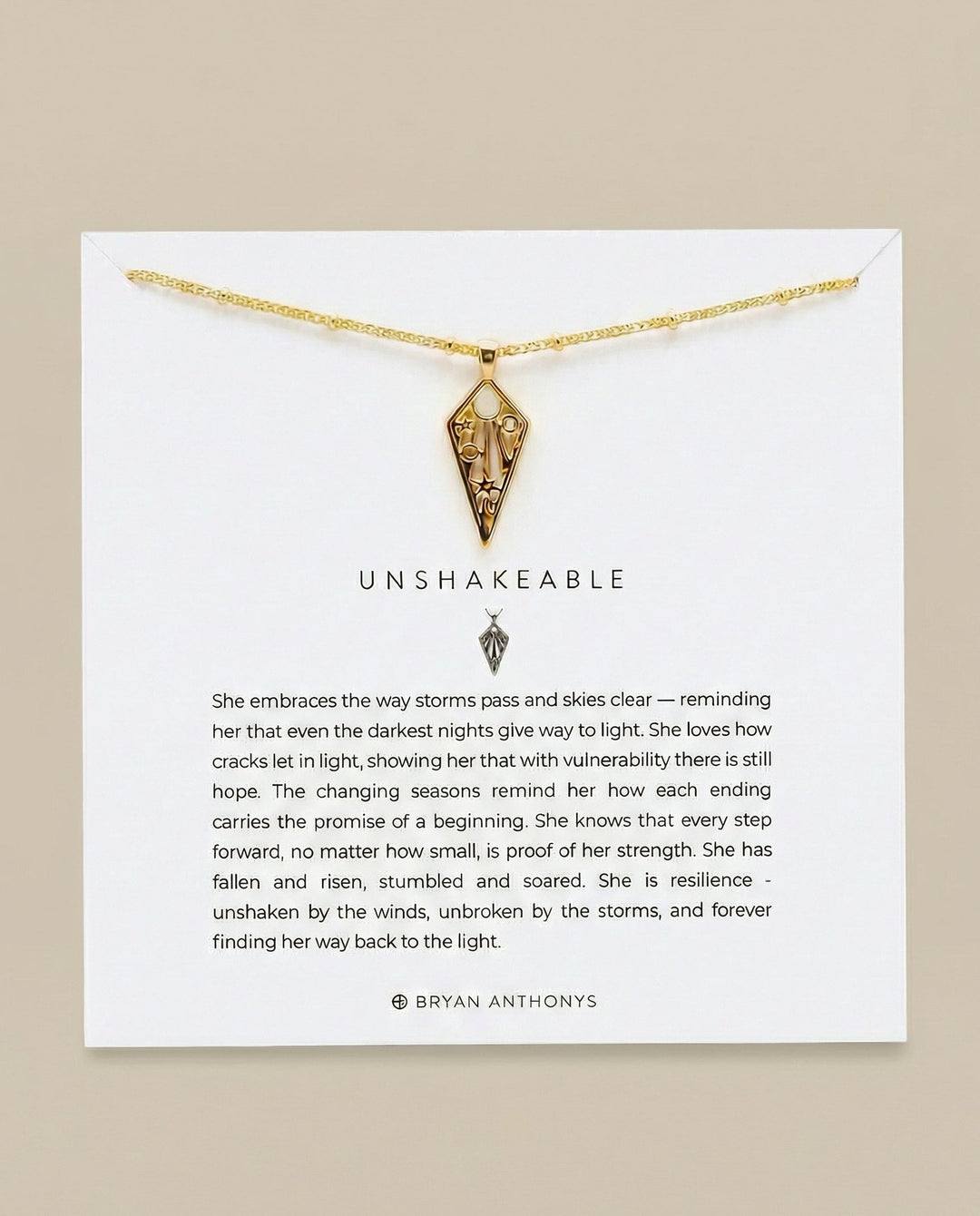 Unshakeable Necklace – Inspirational Strength Pendant by Bryan Anthonys