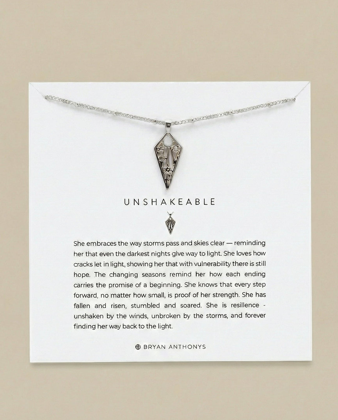 Unshakeable Necklace – Inspirational Strength Pendant by Bryan Anthonys