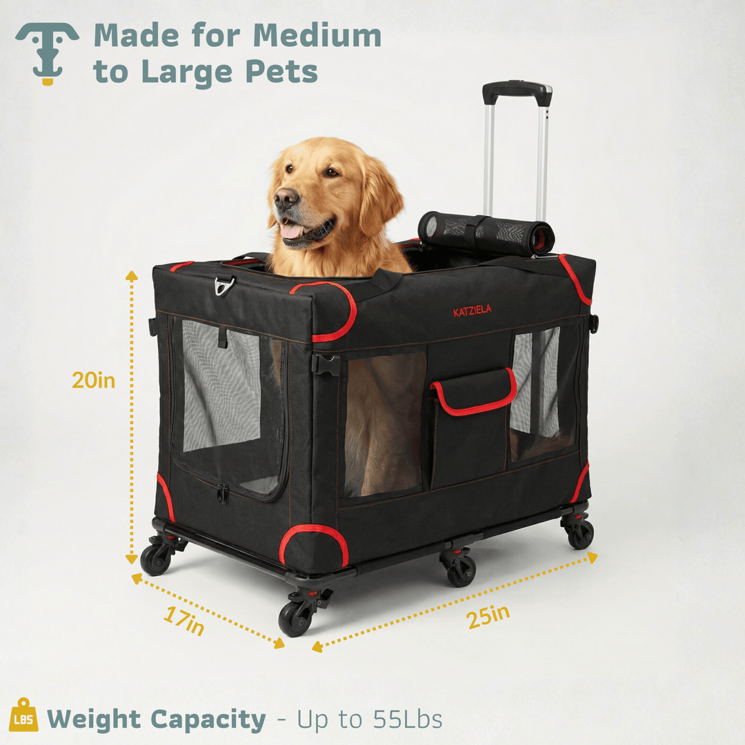 Rolling Pet Carrier for Large Dogs | Katziela Mega Cruze