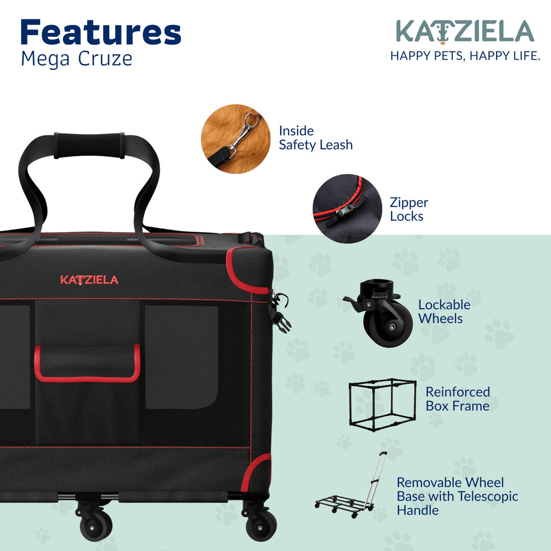 Rolling Pet Carrier for Large Dogs | Katziela Mega Cruze