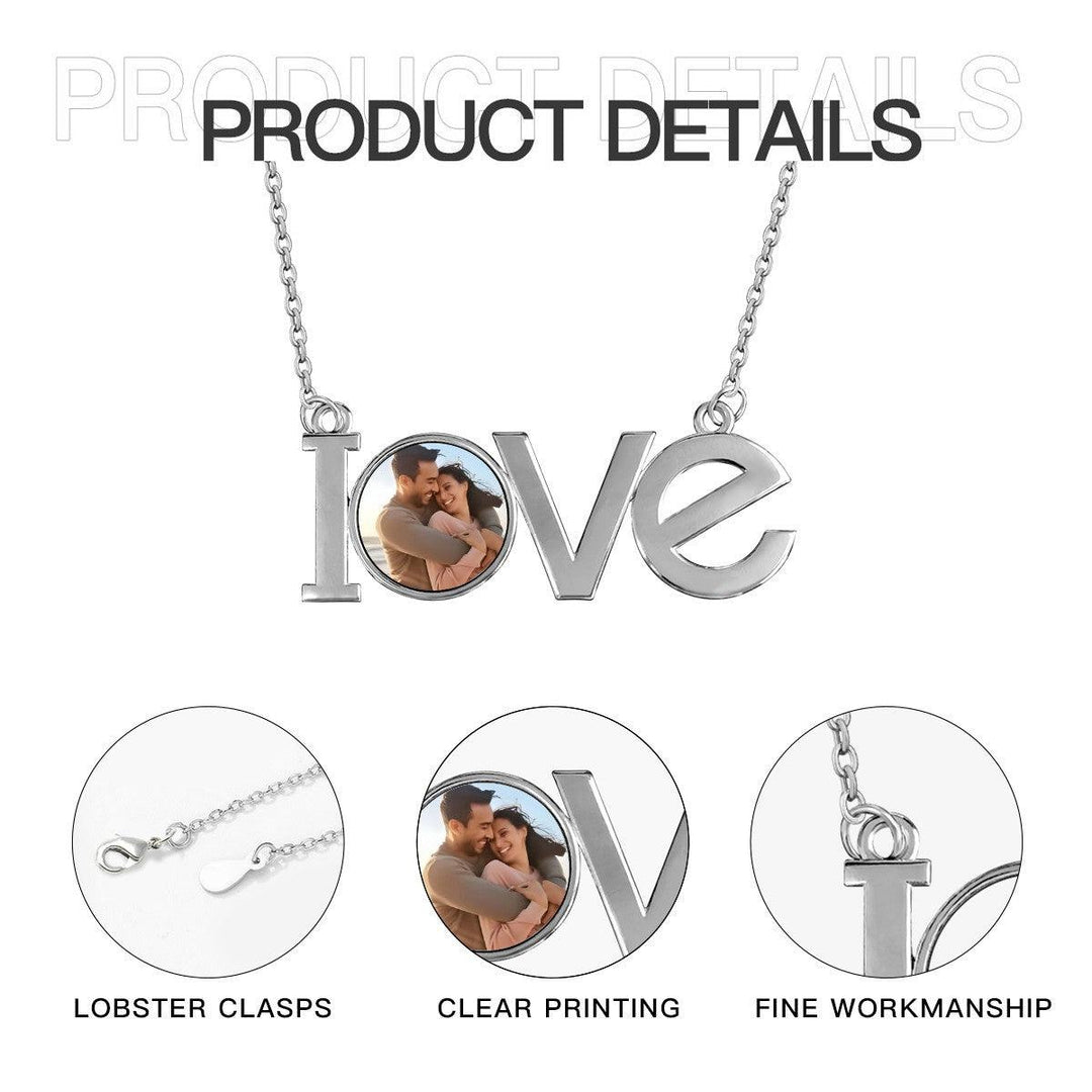 Custom Photo LOVE Pendant Necklace in Silver
