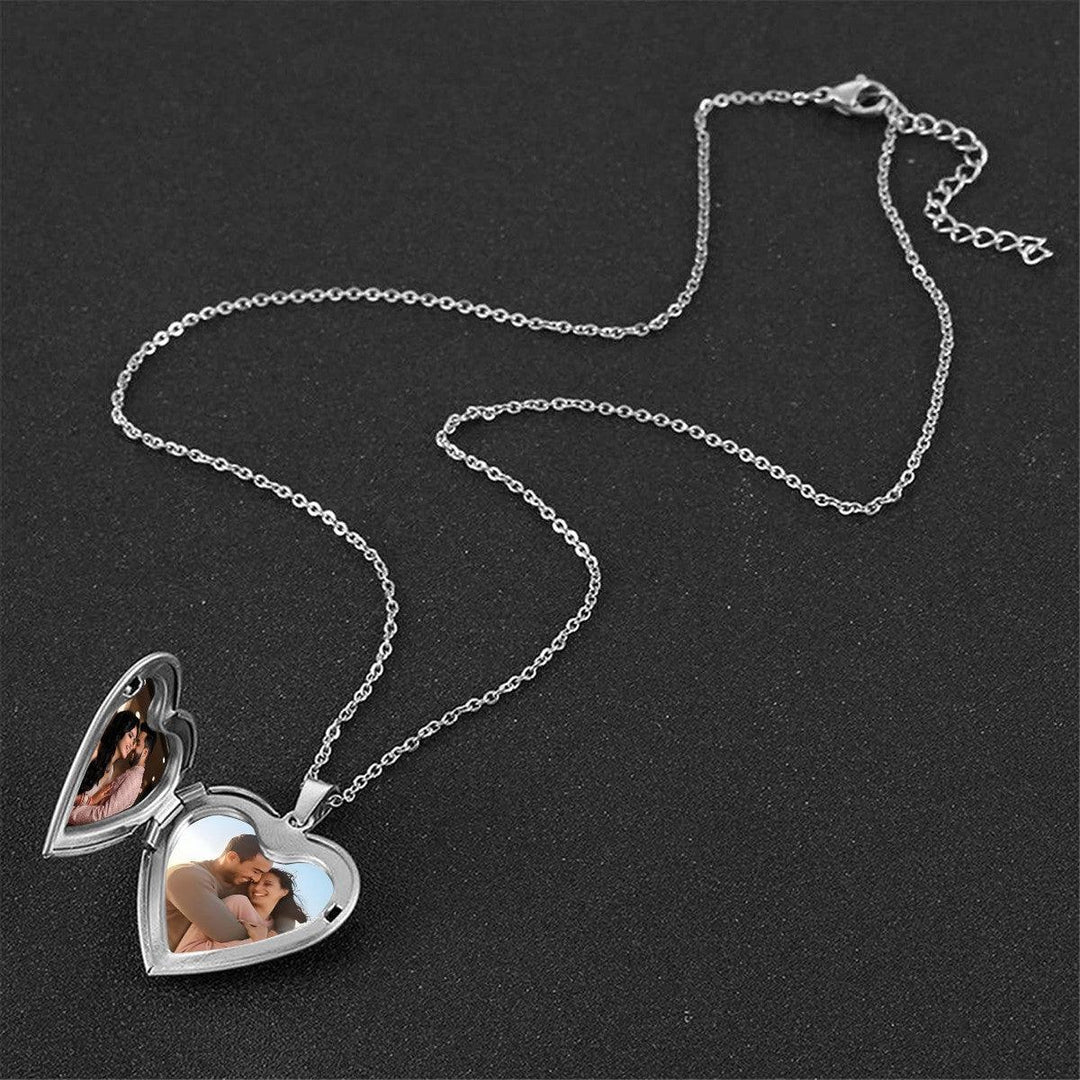 Custom Photo Heart Locket Necklace – Add 1 or 2 Photos