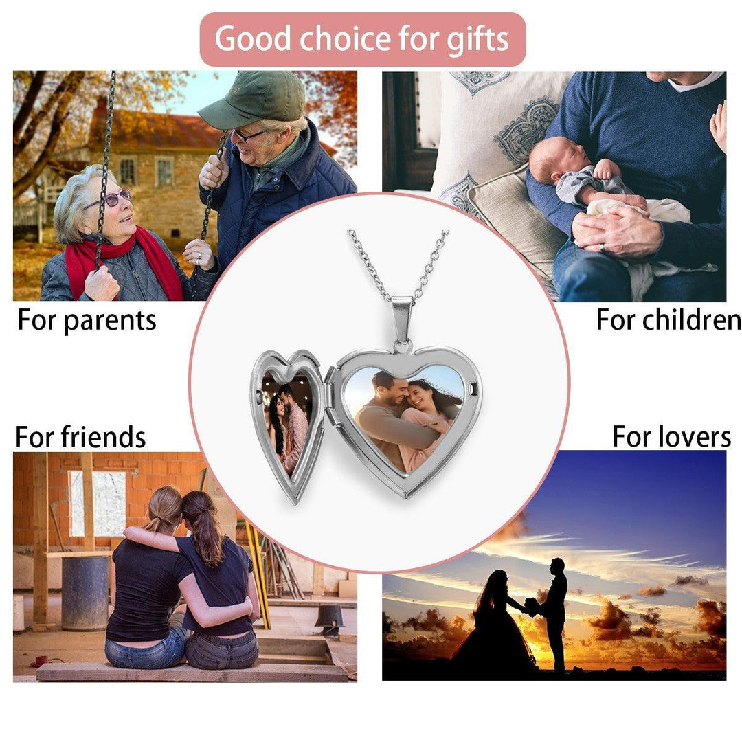 Custom Photo Heart Locket Necklace – Add 1 or 2 Photos