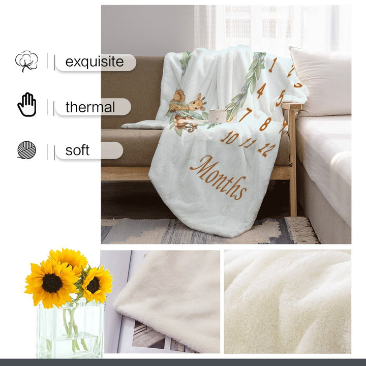 Personalized Baby Safari Milestone Blanket with Name