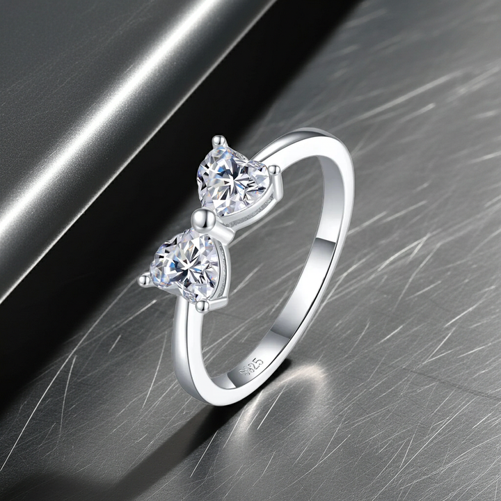1 Carat Moissanite 925 Sterling Silver Bow Ring