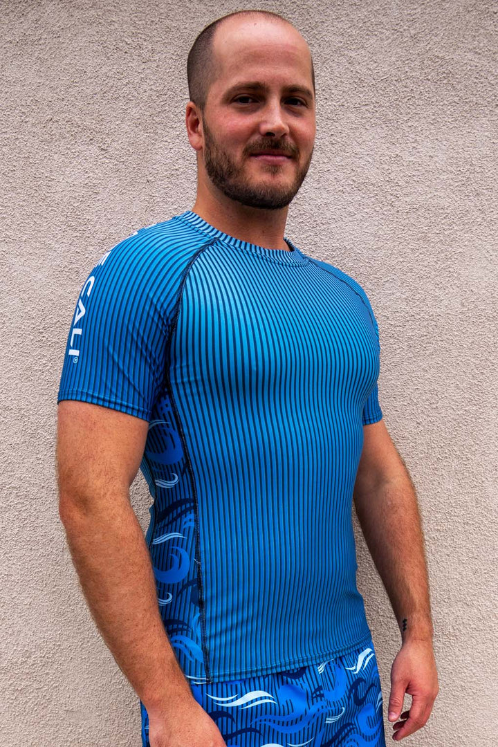 Men's Ocean Camo Short Sleeve Rash Guard | UPF 50+ Recycled Swim Shirt