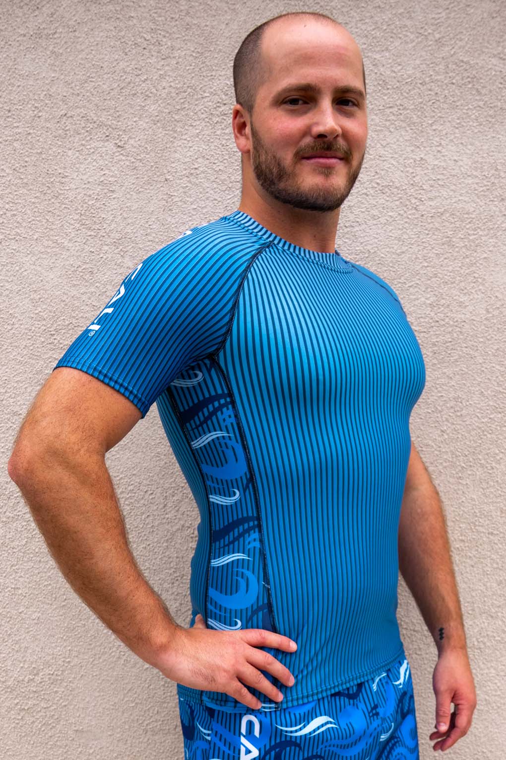 Men's Ocean Camo Short Sleeve Rash Guard | UPF 50+ Recycled Swim Shirt