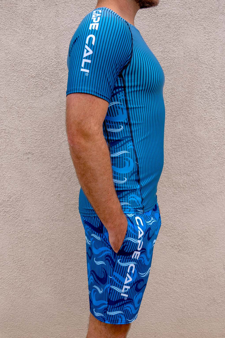 Men's Ocean Camo Short Sleeve Rash Guard | UPF 50+ Recycled Swim Shirt
