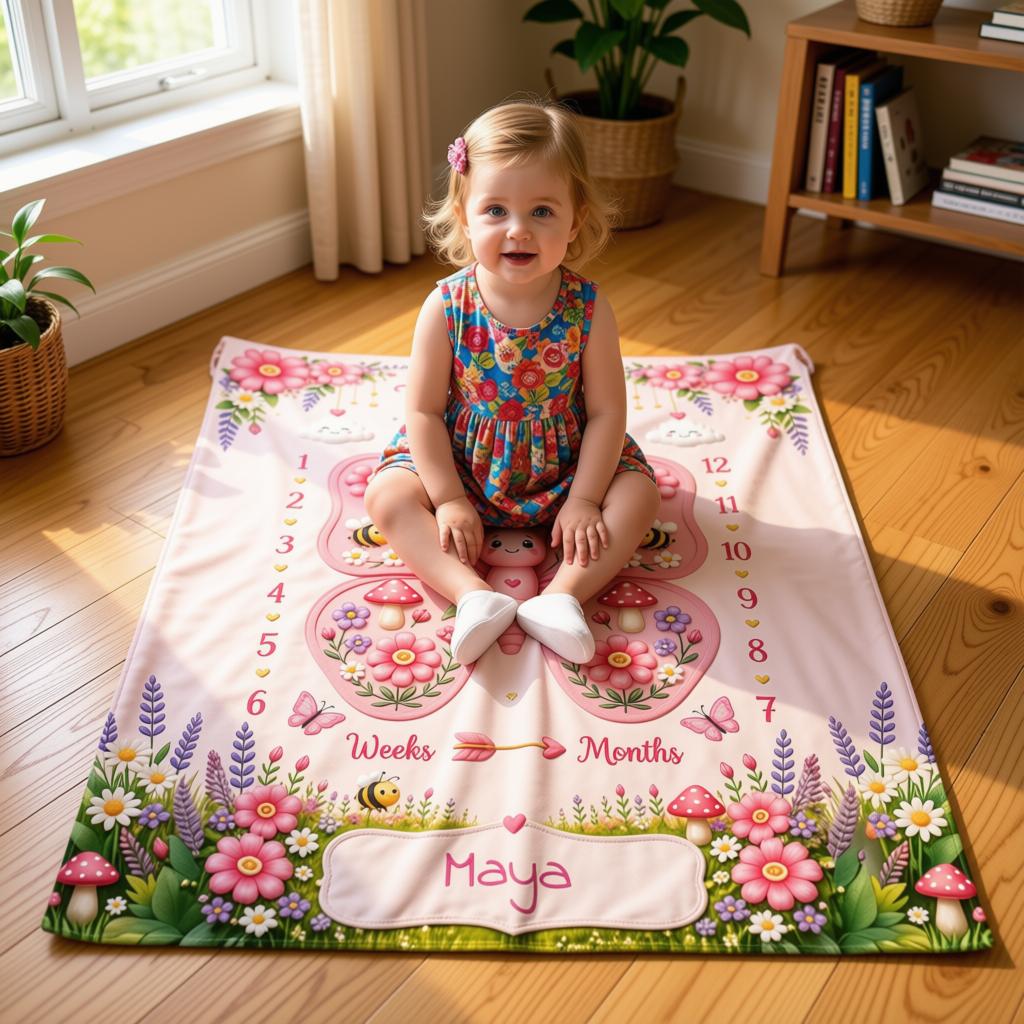 Personalized Butterfly Baby Milestone Photo Blanket