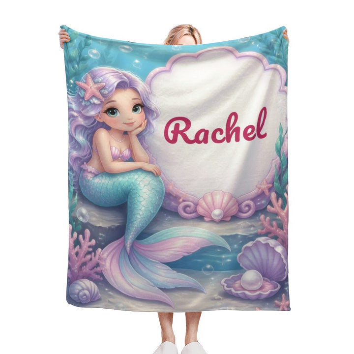 Personalized Mermaid Blanket Throw | Custom Name Gift