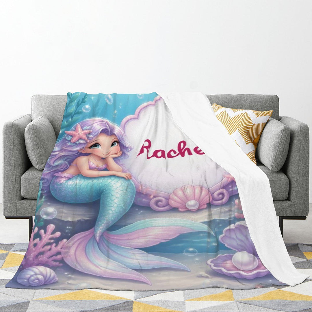 Personalized Mermaid Blanket Throw | Custom Name Gift
