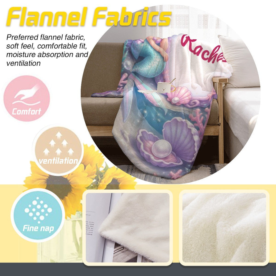 Personalized Mermaid Blanket Throw | Custom Name Gift
