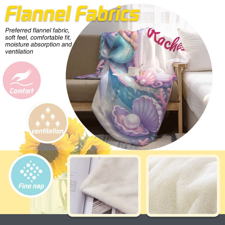 Personalized Mermaid Blanket Throw | Custom Name Gift