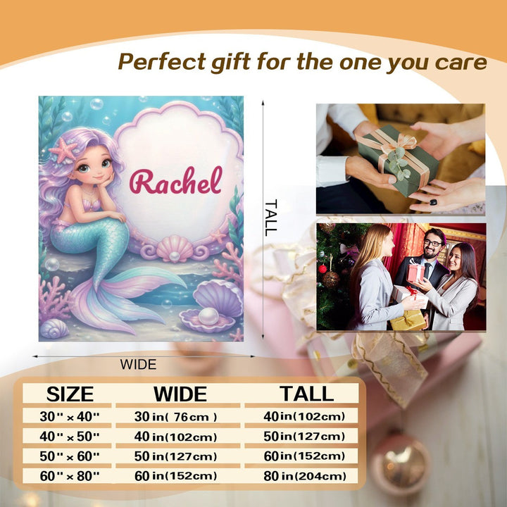 Personalized Mermaid Blanket Throw | Custom Name Gift