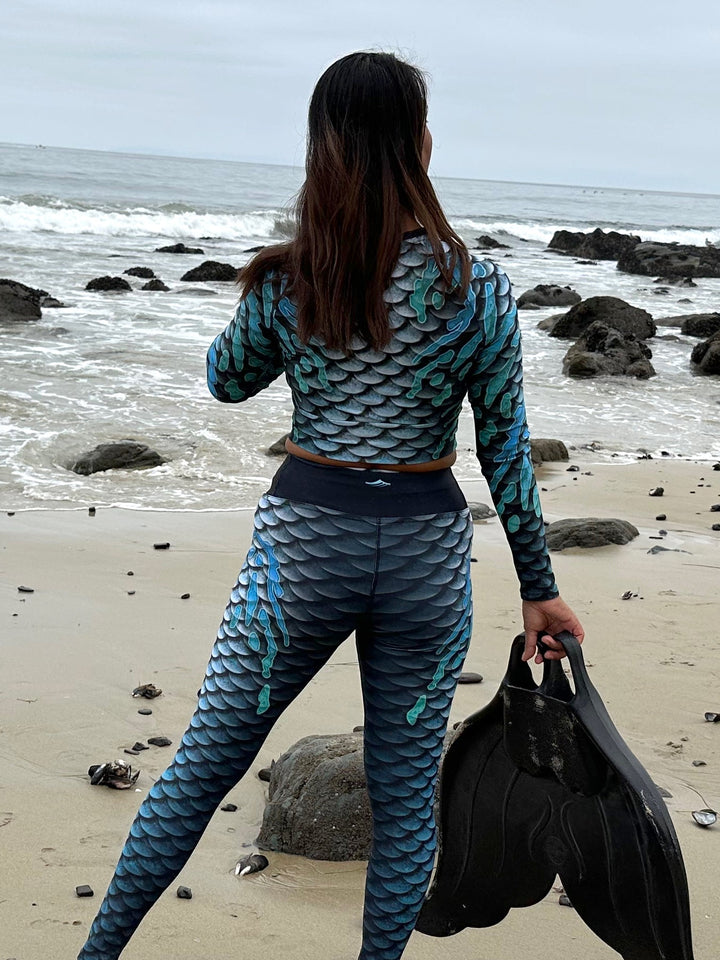 Midnight Cropped Rash Guard | UPF 50+ Recycled Mermaid Swim Top