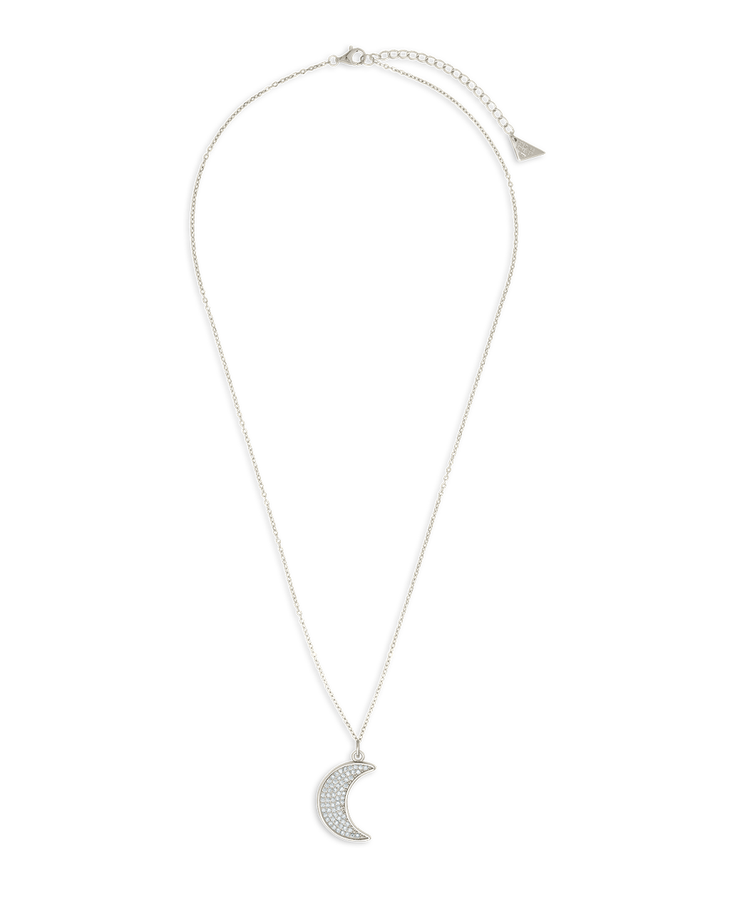 Pavé CZ Crescent Moon Pendant Necklace – 14K Gold Plated