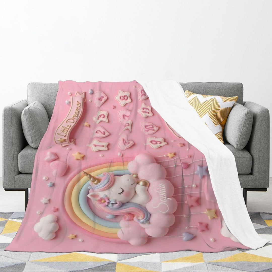 Pink Unicorn Baby Milestone Blanket for Monthly Photos