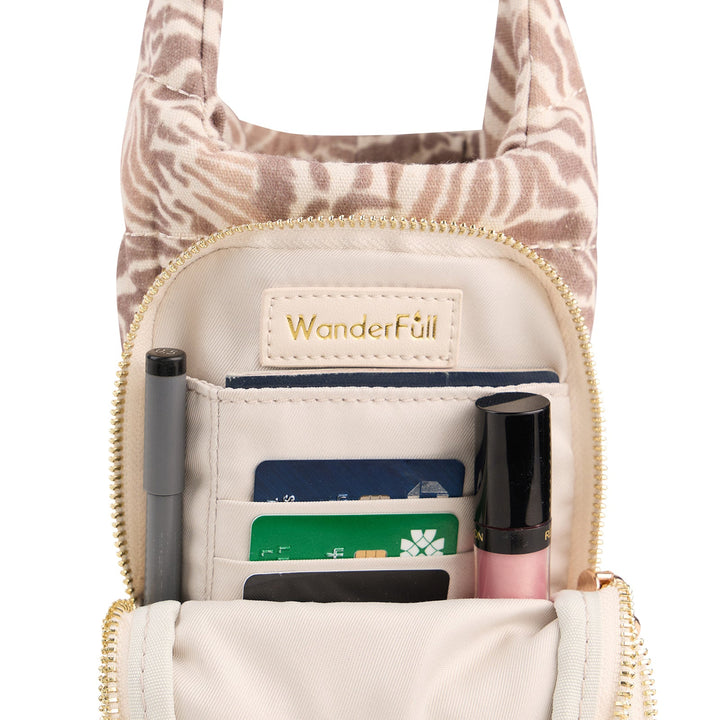 Natural Zebra Print Linen HydroBag® | Water Bottle Crossbody