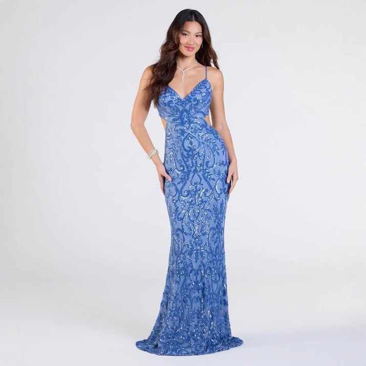 Women's Backless High Slit Maxi Dress – Elegant Summer Evening Dress