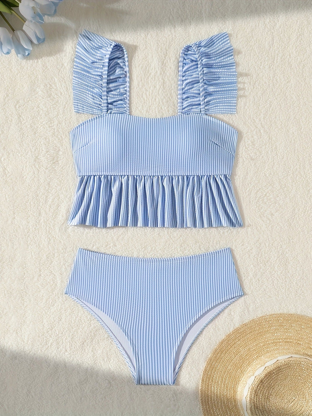 Women's Striped Slim-Fit Bikini Set – Flattering Two-Piece Swimwear