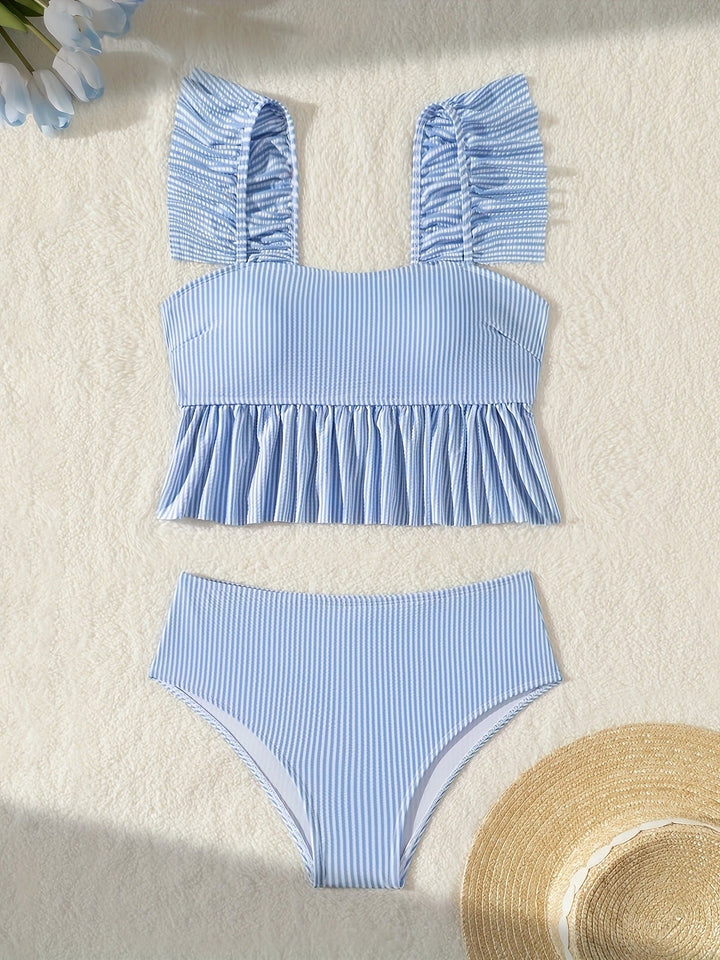 Women's Striped Slim-Fit Bikini Set – Flattering Two-Piece Swimwear