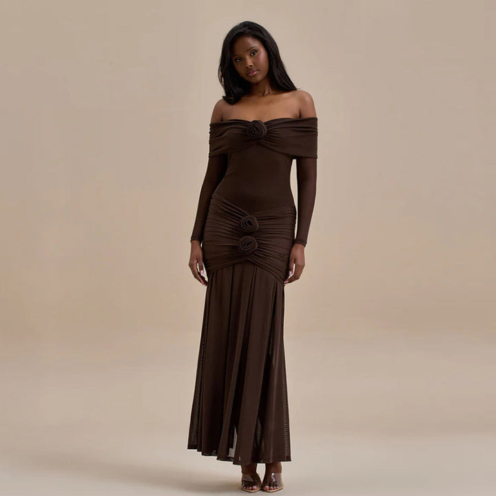 Women’s Off-the-Shoulder Christmas Pleated Dress