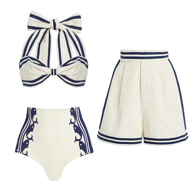 Women's Navy Halter One-Piece Swimsuit – Classic Beach Swimwear