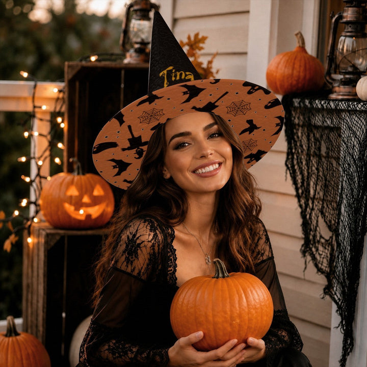 Personalized Halloween Witch Hat with Custom Name